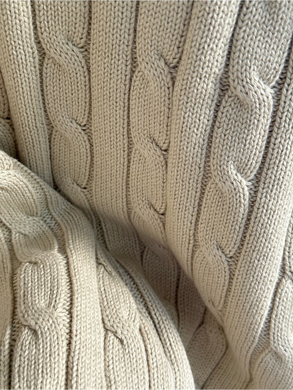 Polo by Ralph Lauren Greenish Beige Cable-Knit Crewneck Sweater Size M - Picture 6 of 7